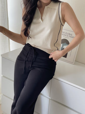 Vneck Sleeveless Knit Top / 显瘦尖领针织无袖上衣