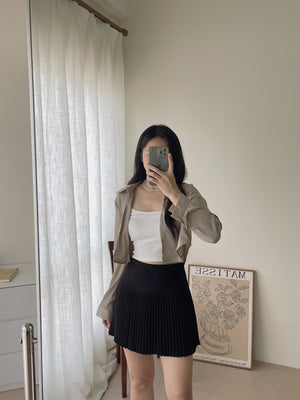 Crepon Silky Crop Shirt / 纹理水光锻短衬衫