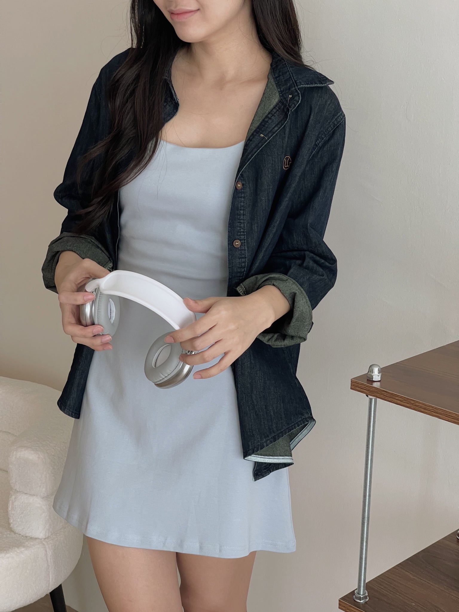 Simple Spaghetti Dress / 简约收腰吊带裙