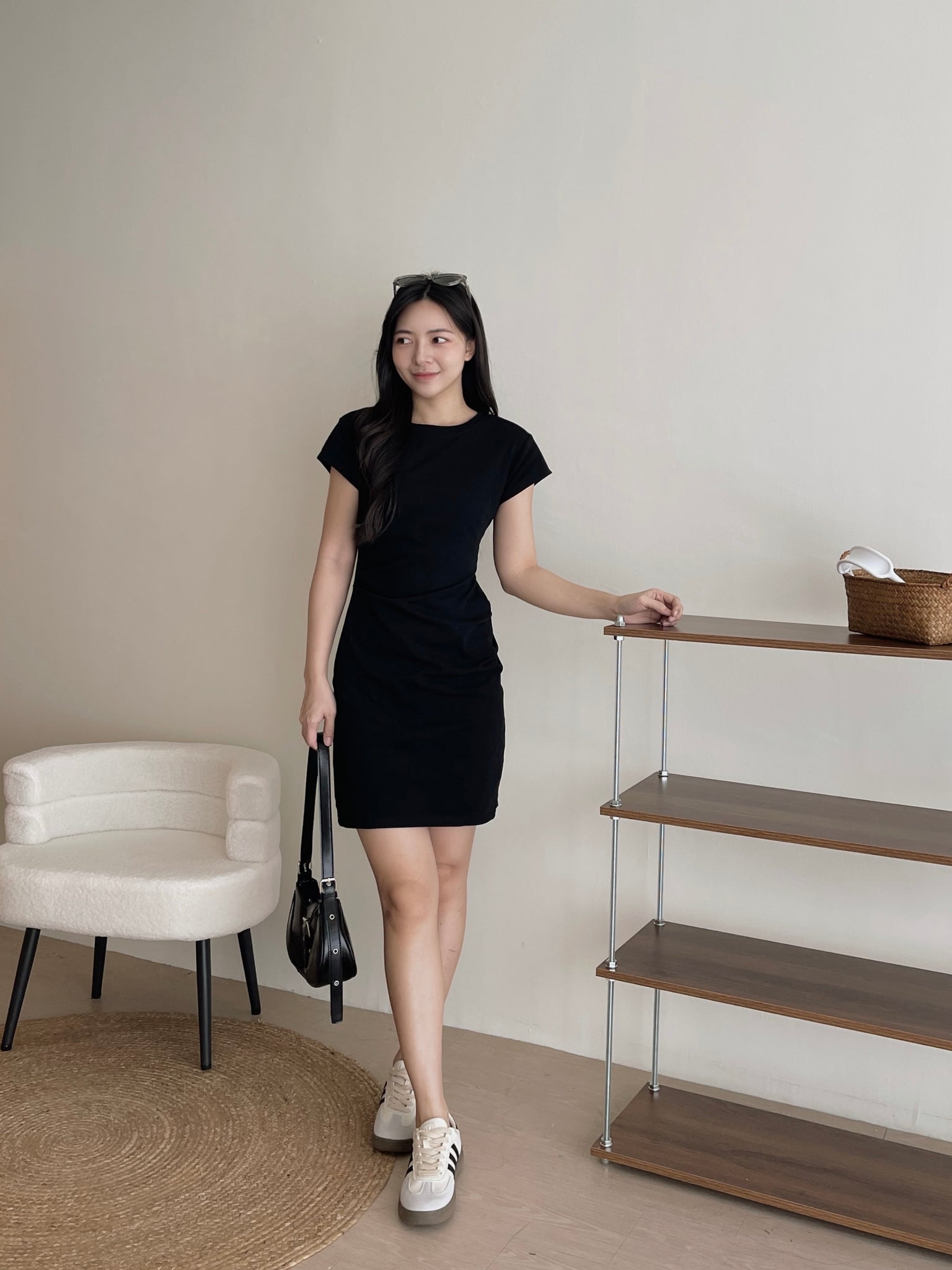 Basic Tall Slim Dress / 捏皱收腰连衣裙加长版