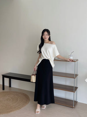Tie-Waist Aline Midi Skirt / 系带垂坠感宽摆半身裙
