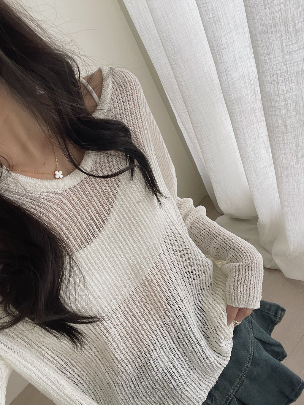 Korean Loose Knitted Sweater / 韩版慵懒镂空针织罩衫
