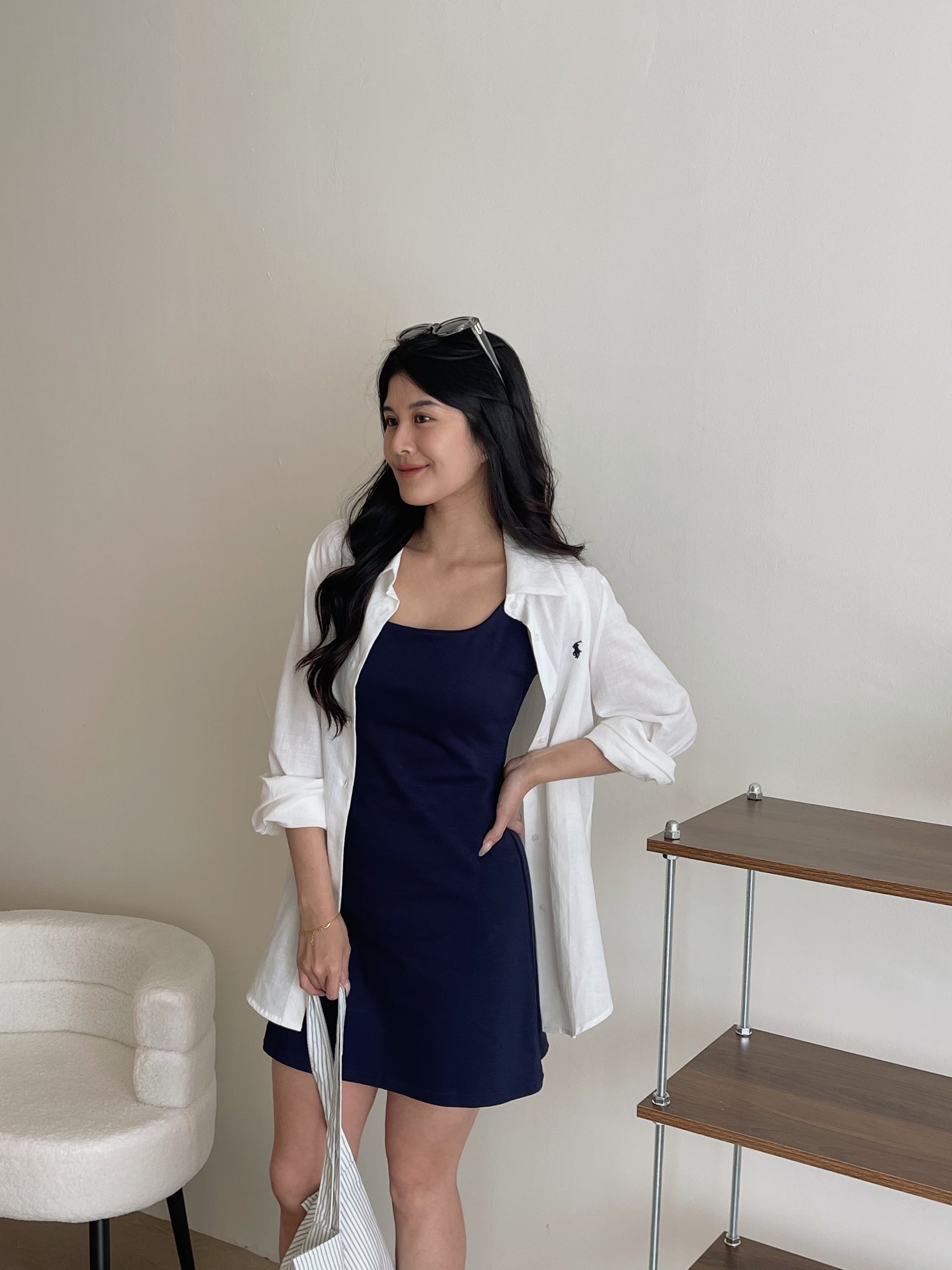 Simple Spaghetti Dress / 简约收腰吊带裙