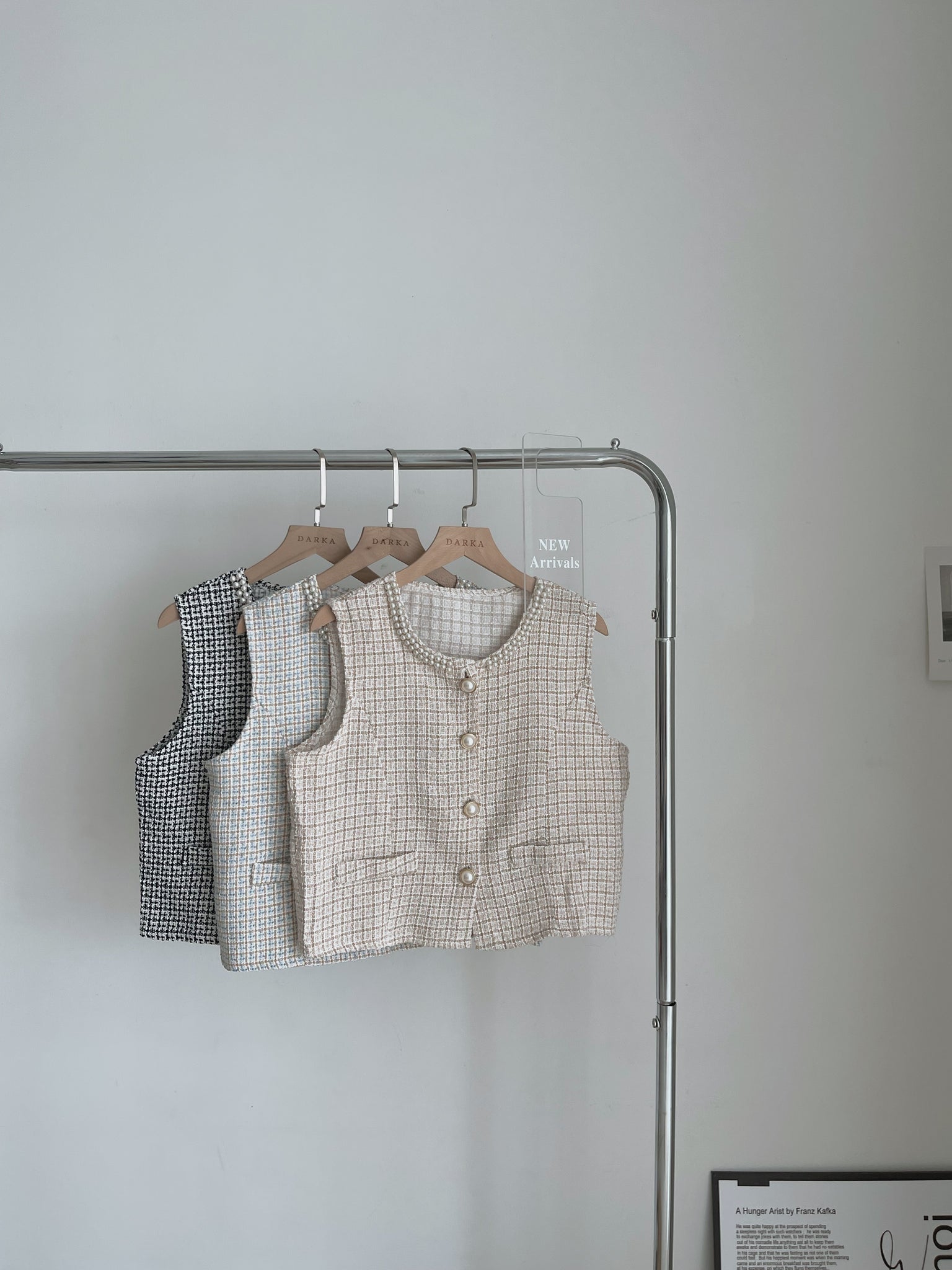 Pearl Tweed Vest / 名媛风钉珍珠马甲