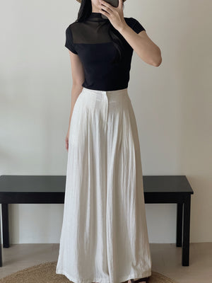 Mesh Spliced Cotton Tee / 网纱拼接半高领棉T恤