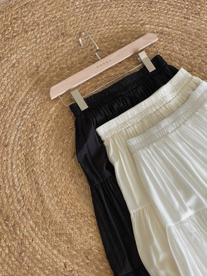 Tiered Flare Maxi Skirt / 飘逸拼接半身长裙