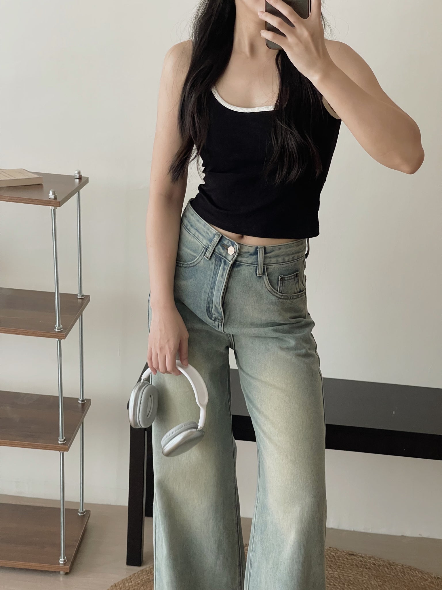 Contrast Trim Padded / 撞色边吊带胸垫背心