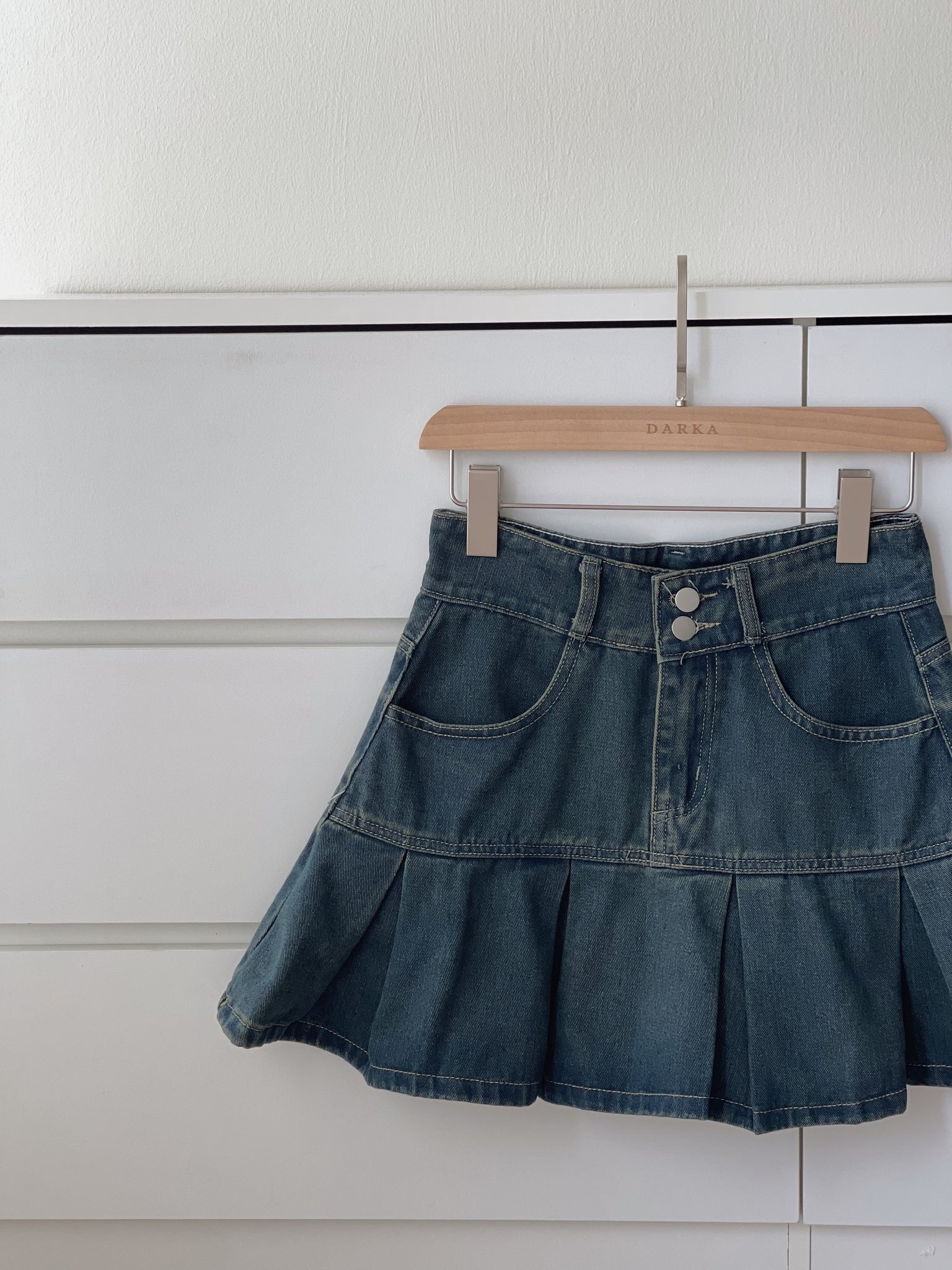 Denim Pleated Skirt / 牛仔百褶短裙