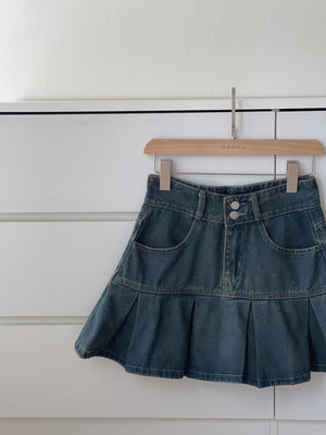 Denim Pleated Skirt / 牛仔百褶短裙