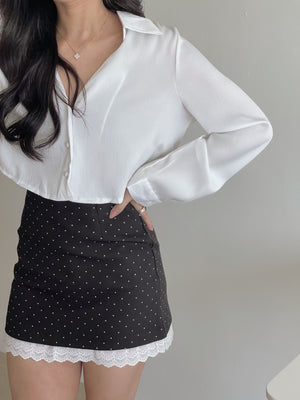 Crepon Silky Crop Shirt / 纹理水光锻短衬衫