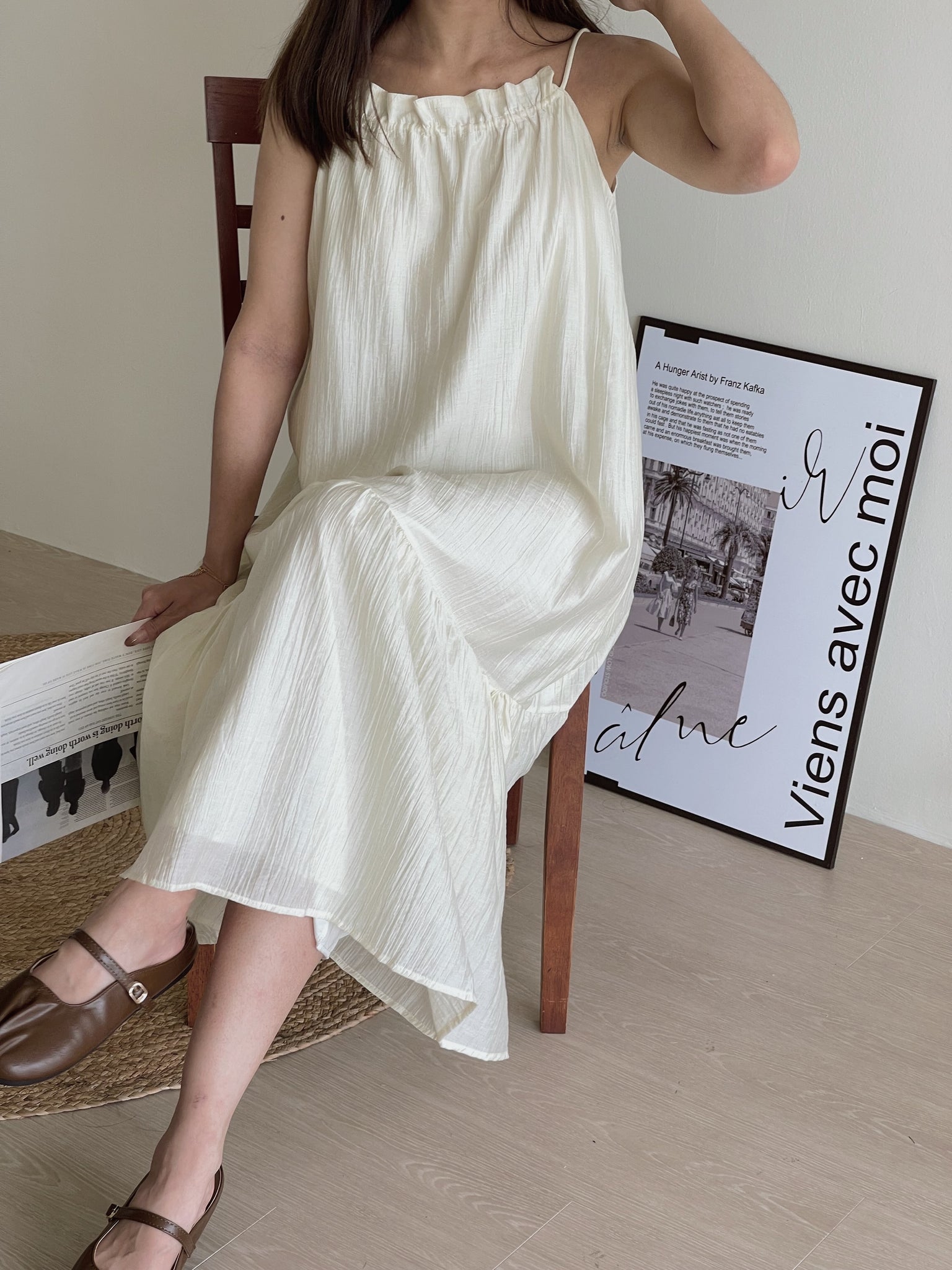 Lucille Spaghetti Long Dress / 松弛感宽松吊带裙
