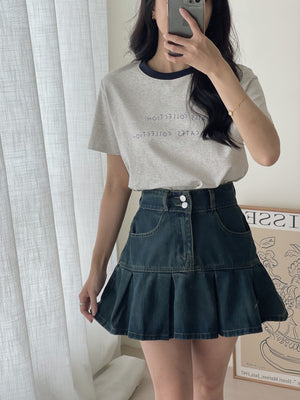 Denim Pleated Skirt / 牛仔百褶短裙