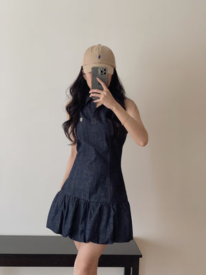 Preppy Collared Denim Dress / 学院风翻领牛仔连衣裙