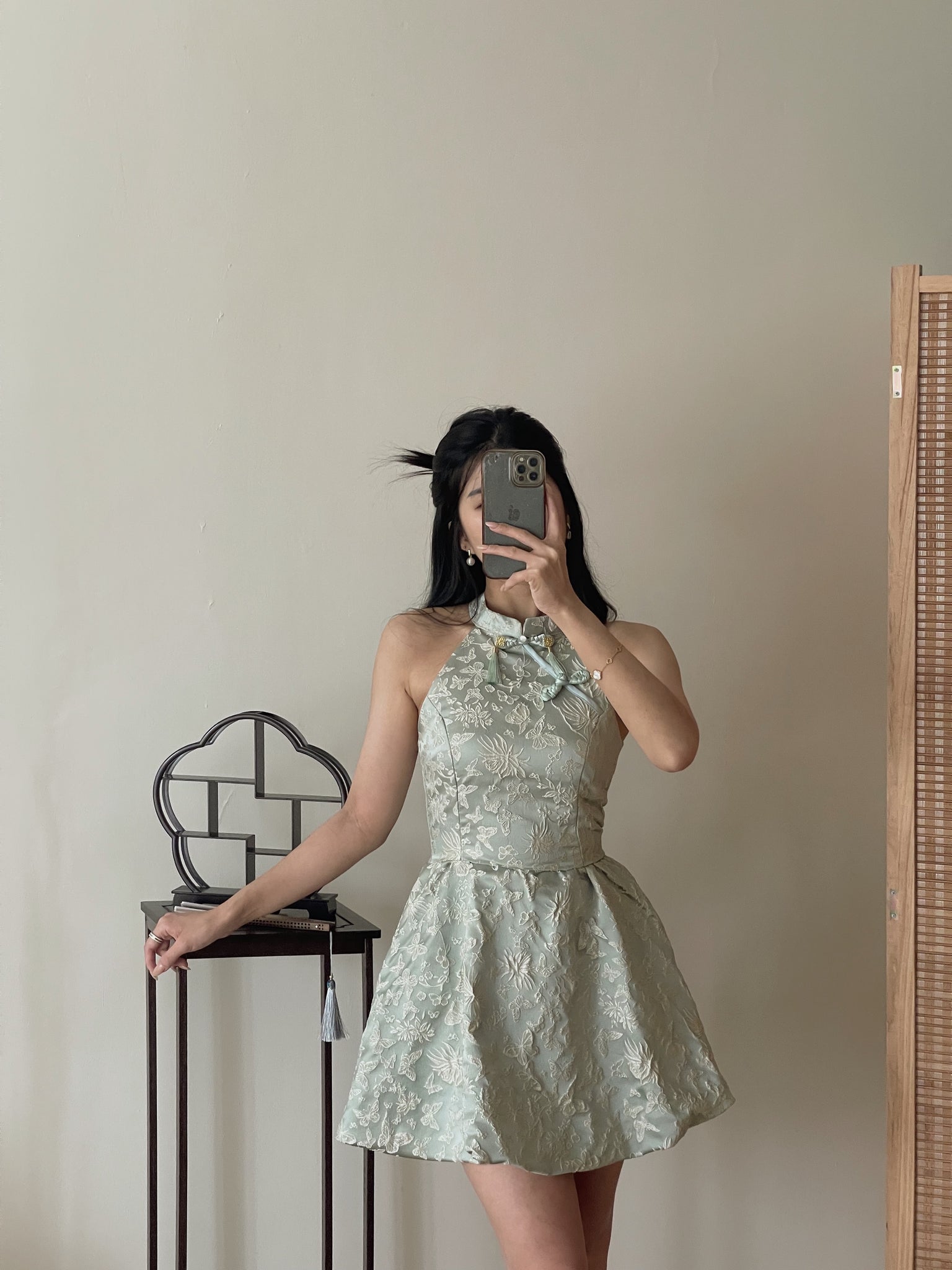 Carlin Emboss Jacquard Jumpsuit Dress / 【花影仙蝶】浮雕提花连体旗袍