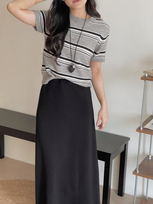 Tie-Waist Aline Midi Skirt / 系带垂坠感宽摆半身裙