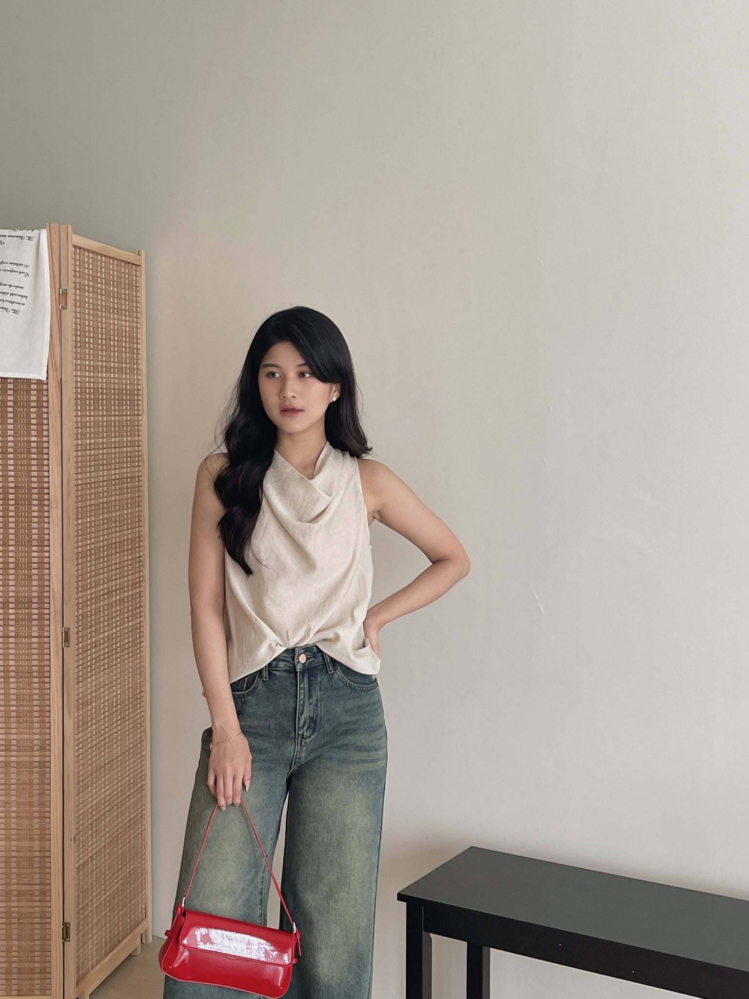 Modern Cowl Neck Top / 通勤荡领韩系小衫