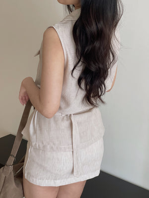 Minimalist Belted Set / 优雅系带无袖衬衫两件套