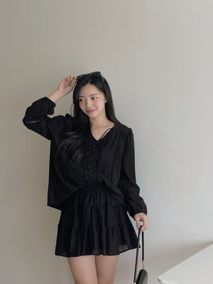 Lyra Ruffle Cloud Set / 甜美镂空编织套装