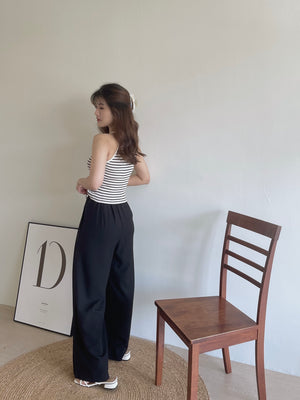 Stripes Halterneck Singlet / 杏黑条针织挂脖背心