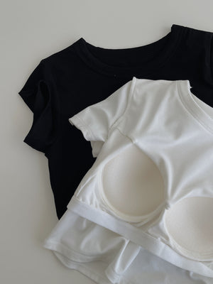 Plain Fit Padding Crop Tee / 纯色修身胸垫短T恤