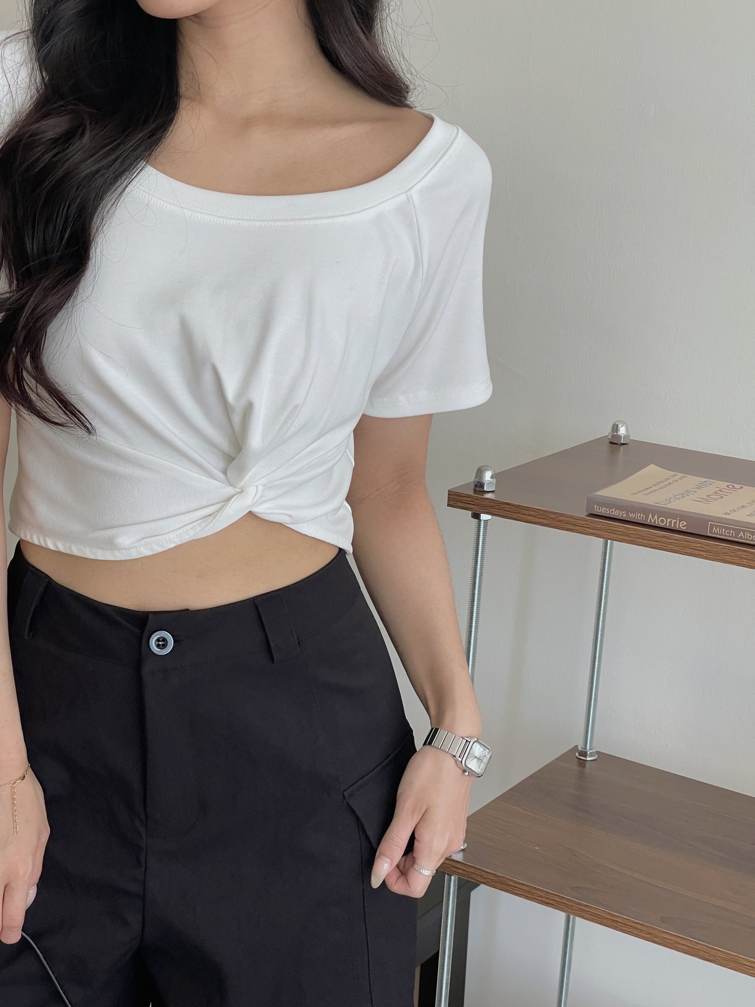 Twist Waist Crop Top / 收腰拧结两穿短T恤
