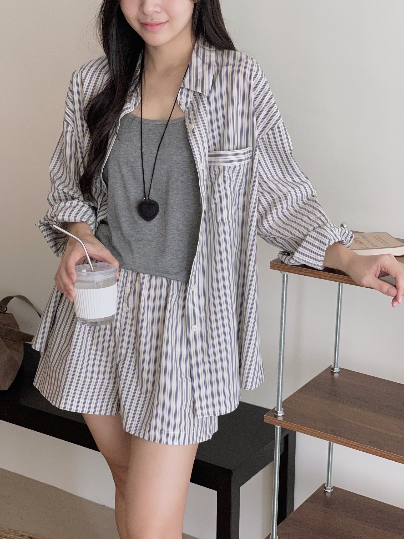 Striped Effortless 3pcs Set / 条纹慵懒风三件套