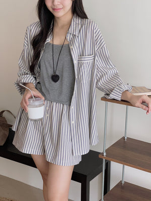Striped Effortless 3pcs Set / 条纹慵懒风三件套