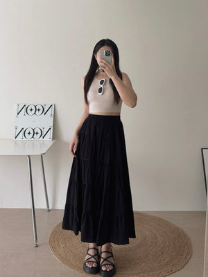 Lace Trim Midi Skirt / 蕾丝边半身长裙