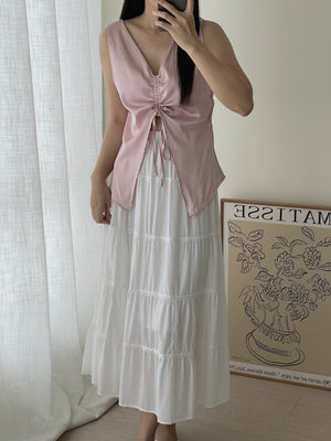 Satin Drawstring Top / 设计感缎面抽绳上衣