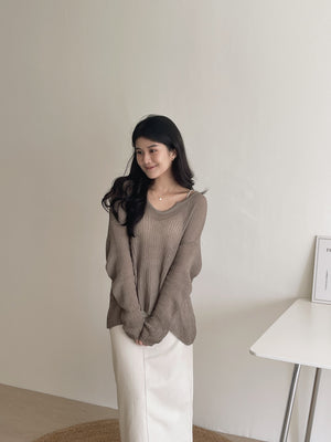 Korean Loose Knitted Sweater / 韩版慵懒镂空针织罩衫