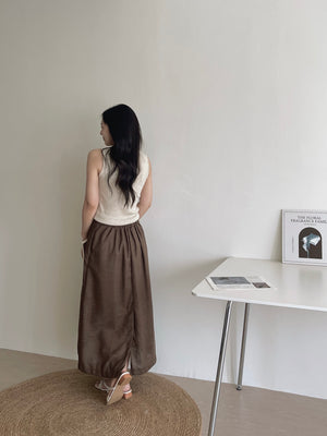 Linen Midi Skirt / 亚麻半身长裙