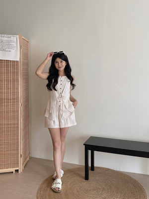 Estelle Linen Set / 老钱风假两件亚麻套装