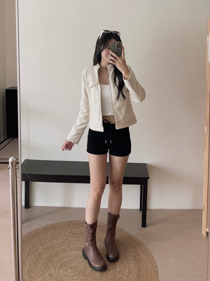Suede Fitted Jacket / 秋天麂皮绒修身显瘦外套