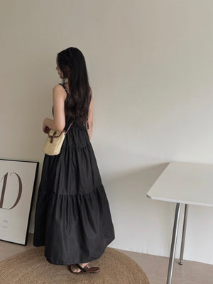 Lorra Wide Flare Dress / 小露背度假风长裙