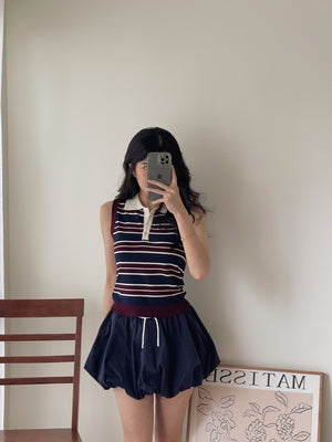 Sweetie Knitted Contrast Set /  甜妹针织撞色条纹套装