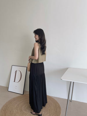 Ribbon Pleated Top / 麻料百褶蝴蝶结上衣