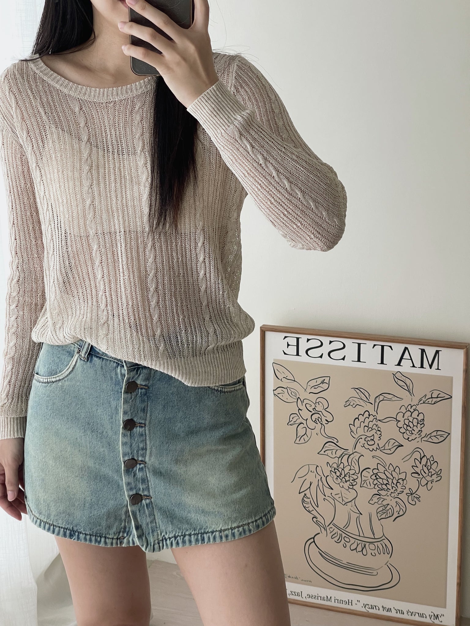 Hole Knit Sweater / 镂空针织长袖衫
