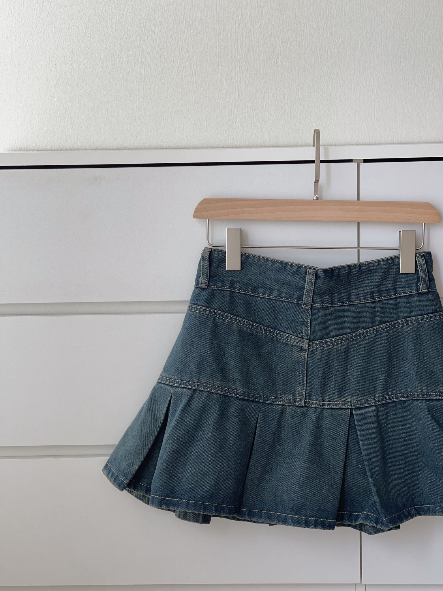 Denim Pleated Skirt / 牛仔百褶短裙