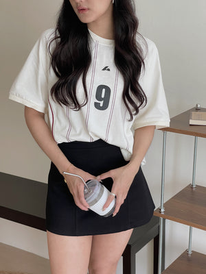 Badge Stripes Oversized Tee / 美式徽章条纹宽松T恤
