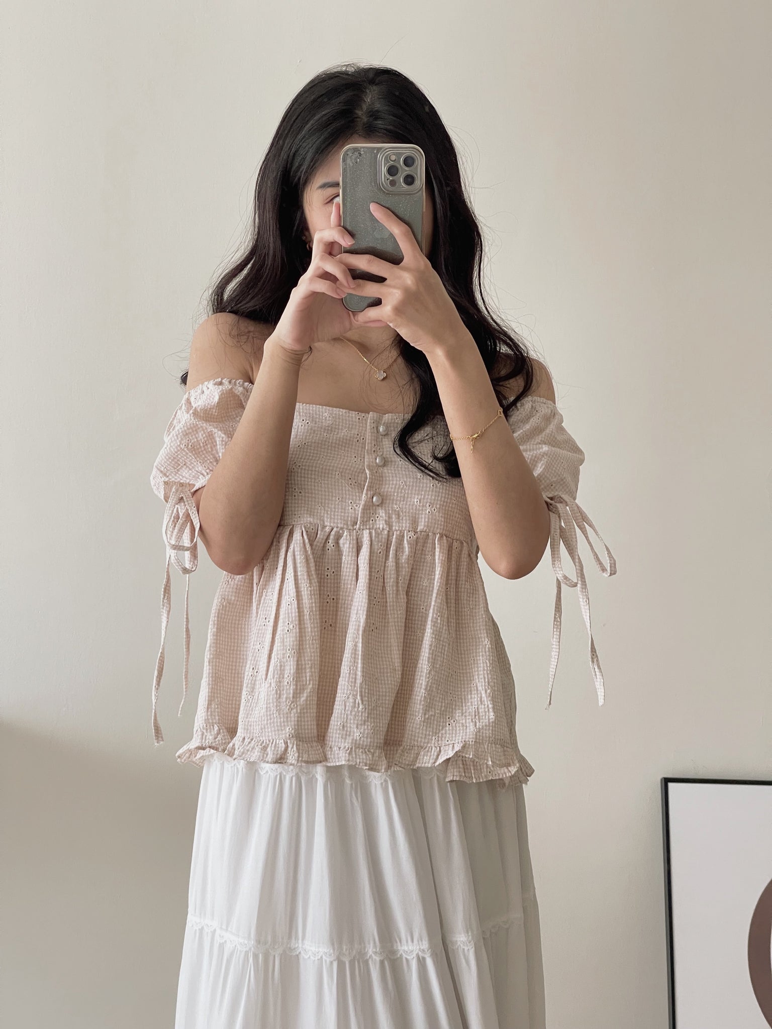 Doll Puff Sleeve / 格子泡泡袖上衣