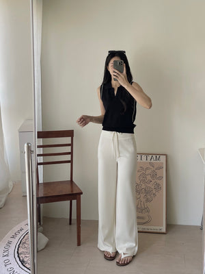 Vneck Sleeveless Knit Top / 显瘦尖领针织无袖上衣