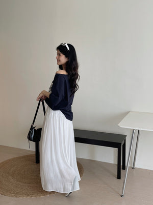 Letters Drop Shoulder Tee / 字母宽领落肩T恤