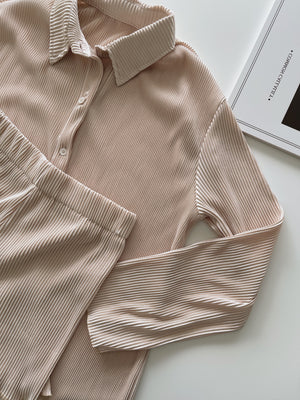 Casual Ribbed Pleated Set / 休闲慵懒褶皱套装