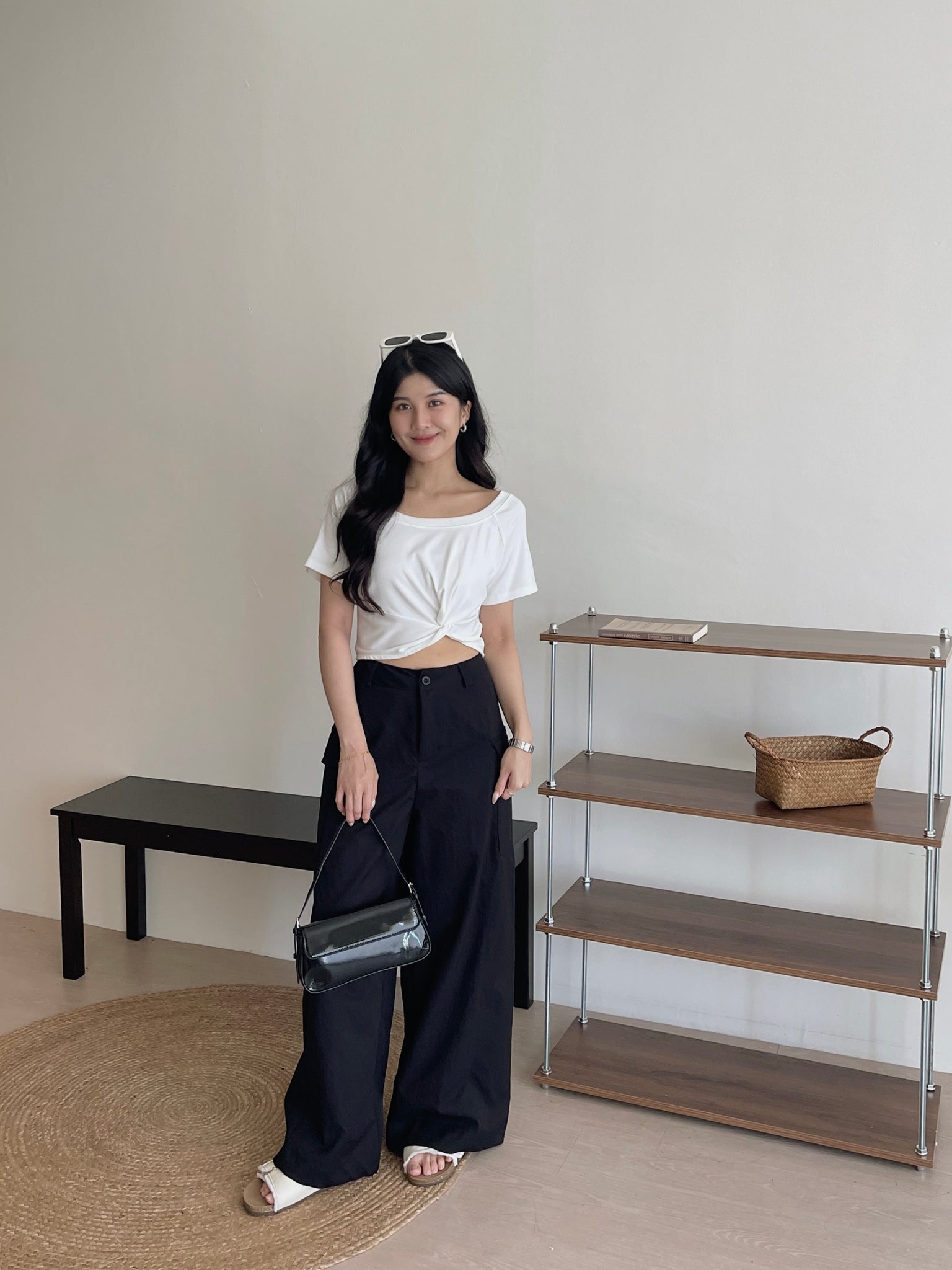 Twist Waist Crop Top / 收腰拧结两穿短T恤