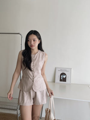 Casual Vest Set / 琥珀排扣休闲套装