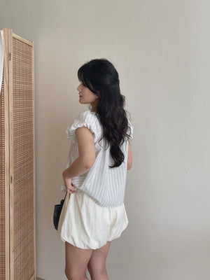 Airy Strip Puff Blouse / 泡泡袖条纹上衣
