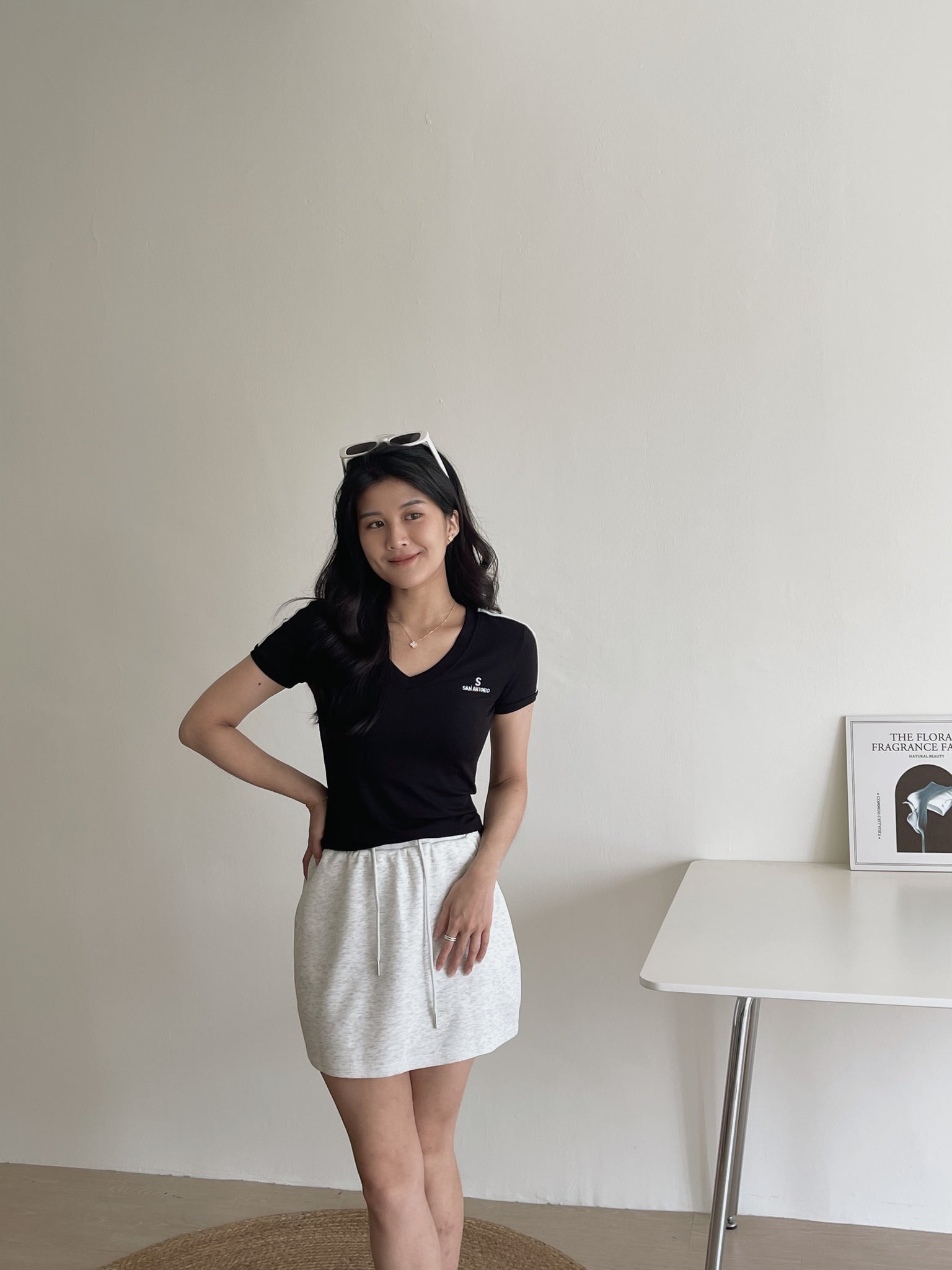 Casual Mini Embroidered Skirt / 休闲卫衣棉短裙