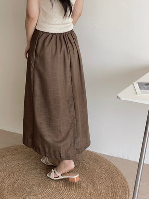 Linen Midi Skirt / 亚麻半身长裙