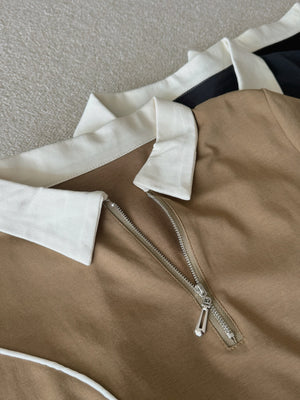 Casual Collar Polo Dress / 学院风线条Polo裙