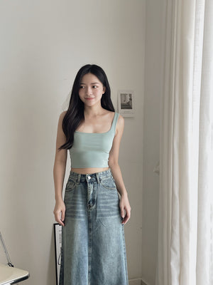 Square Neck Padded Tank Top / 方领胸垫背